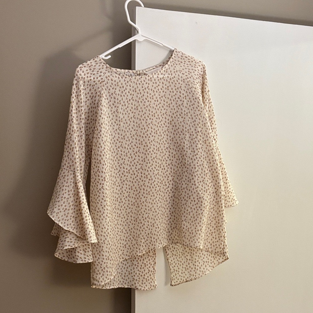 LC Lauren Conrad Cream Patterned Blouse